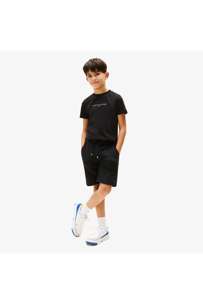 Tommy Hilfiger Baskılı Çocuk Siyah Şort Takım
