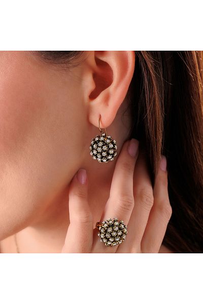 Atelier LEO Handmade Jewellery طقم قلادة على شكل أقراط من GURS مصنوع يدويًا من حجر الكريستال النحاسي لا يسبب التلطيخ مجموعة مجوهرات نسائية