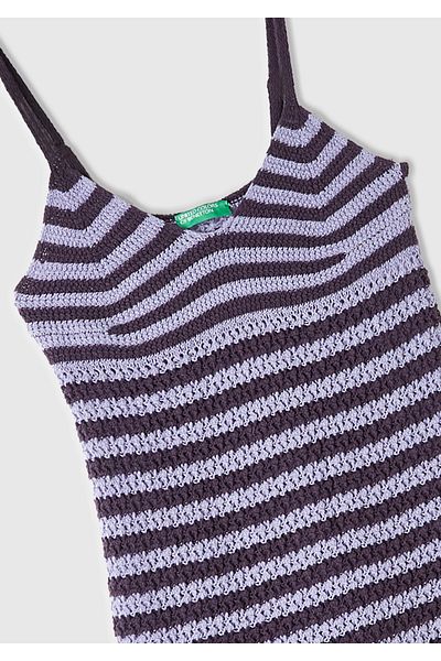 United Colors of Benetton Women's Mix Cotton Blend All over Print V-Neck Sling Dress