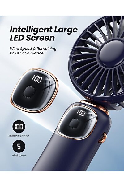 COLDSKY Portable Handheld Fan, 4000mAh Battery Operated with LED Display, 3-in-1 Handheld/Neck/Desk,