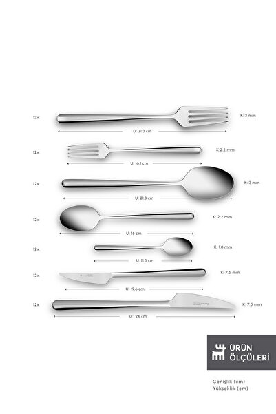 Karaca Boreas 12 Kişilik 84 Parça Çatal Kaşık Bıçak Takımı