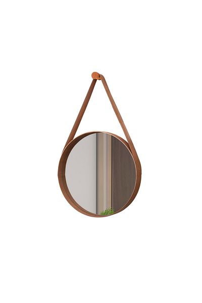 JB Round Mirror for Living Room and Home with Leather Stand