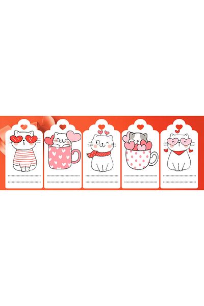 Hiras Dizayn 40Pcs 5X9Cm with Cat Hole Shake Sticker Thank You Card Valentine's Day Heart Clothing Packing Card