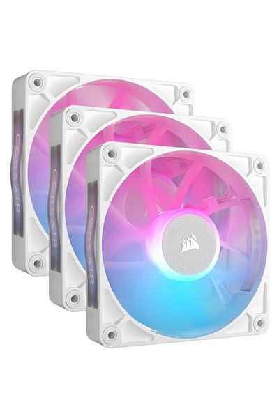 Corsair Kit 3 ventilatoare Corsair iCUE LINK RX120 RGB, iluminare RGB, 120mm, 2100 rpm PWM, (Alb)