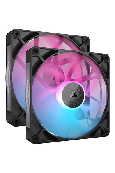 Corsair Kit of 2 Corsair iCUE LINK RX140 RGB fans, RGB lighting, 140mm, 1700 rpm, PWM (Black)