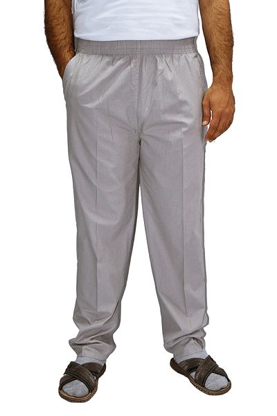 Beratnur Men's Dark Gray Relaxed Fit Elastic Waist Linen Hajj and Umrah Shalwar Trousers