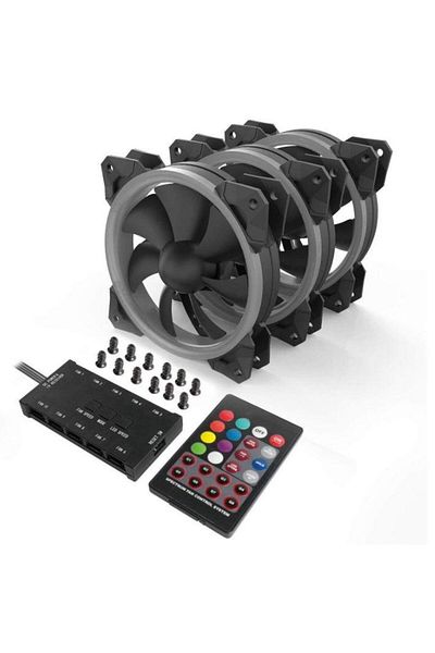 REDRAGON Ventilator Redragon F008, 120mm, Iluminare RGB, 3 buc. (Negru)