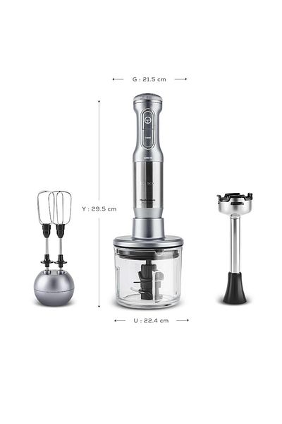 Karaca Mastermaid Prosteel 1000W Blender - Galaxy Gray Set with Glass Chamber