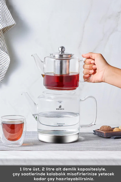 Karaca Dora borosilikátová skleněná maxi konvice na čaj