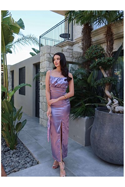 ESRAHELVACI Strappy Waist Drape Satin Dress