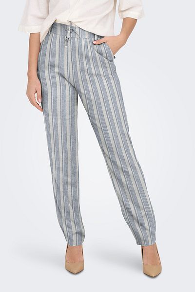 ONLY Onlcaro-Poptrash Linen Blended Comfort Fit Κανονική μέση ίσιο παντελόνι ΠΑΝΤΕΛΟΝΙ 152787
