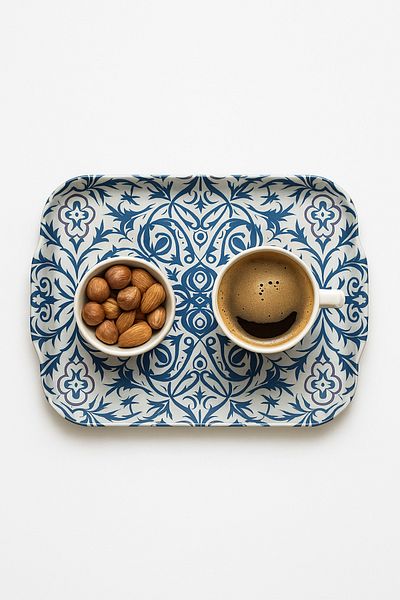 Arma House Ottoman Motif Ceramic Patterned Modern Ramadan Decorative Tray 31.5 cm