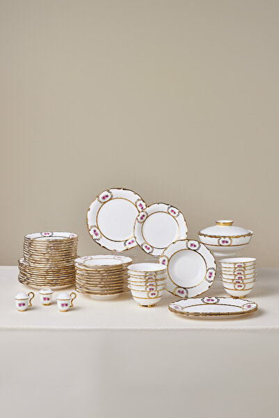Karaca Royal Bone Elizabeth 55 Parça 12 Kişilik Yemek Takımı Gold
