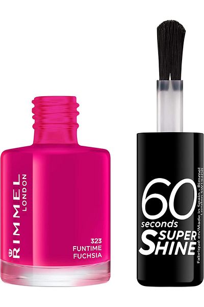 RIMMEL LONDON طلاء أظافر 60 سكند سوبر فنتايم فيوشا 323 من ريمل لندن 8مل Rimmel LondonPinkNails Polish