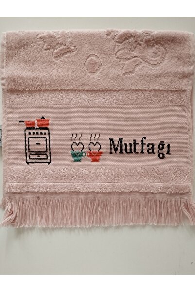 Etamin El İşleme İsimli Havlu(Pudra rengi)