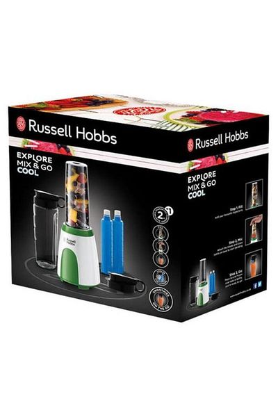 RUSSELL HOBBS Blender Russell Hobbs Explore Mix & Go Cool, 300 W, 0.6 L, 2 recipiente Tritan, 2 recipiente gheata