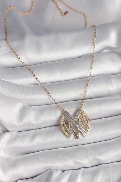 Clariss 316l الصلب الذهب اللون الزركون حجر خمر نموذج قلادة المرأة