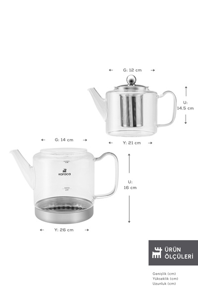 Karaca Dora borosilikátová skleněná maxi konvice na čaj