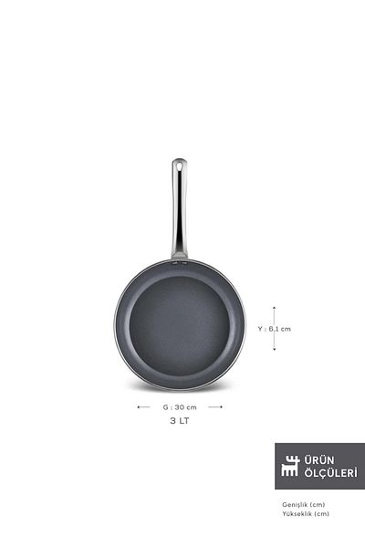 Karaca Refika Birgül - Tigaie din metal cu cristal svazi Kreamy de 30 cm cu maner
