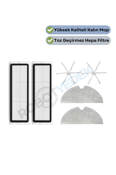 robotyedek Xiaomi Vacuum Mop 2 - Резервен HEPA филтър и странична четка за моп (STYTJ03ZHM) 6 броя