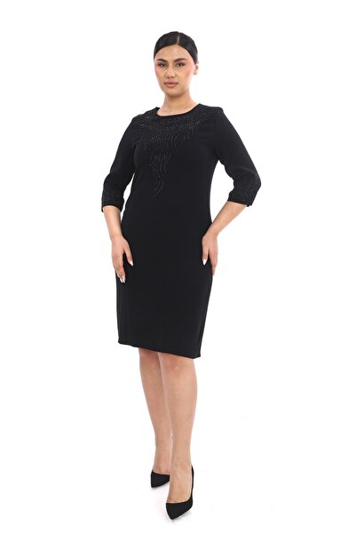 SORALLİNE Women's Plus Size Evening Dress 1124 Black