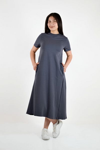 BUSEM Crew Neck Short Sleeve Long Dress