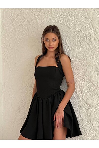 Misscix Dámské večerní šaty Mini šaty se zavazováním a volánovými lemy – veče...