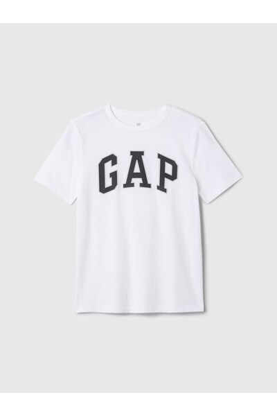 GAP Erkek Çocuk Beyaz Logo T-Shirt