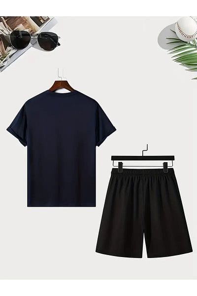 DAXİS Sportwear Company Set trening cu imprimeu GYM pentru bărbați - Set de pantaloni scurți de tricou