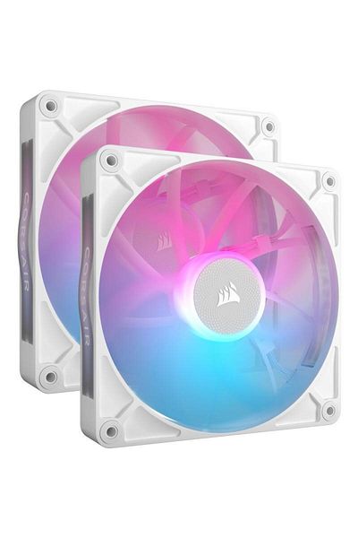 Corsair Set of 2 Corsair iCUE LINK RX140 RGB Fans, RGB lighting, 140mm, 1700 rpm, PWM (White)