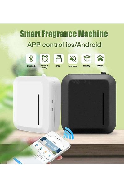 COOYA Multifunctional Bluetooth Essential Oil Diffuser,150 ml,Square,with Timer Function,APP Control,White