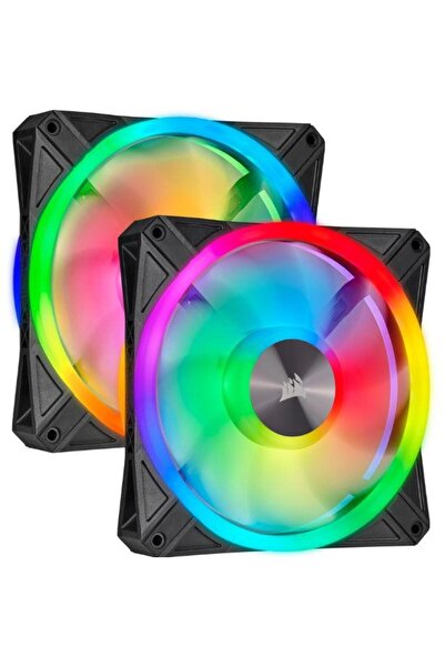 Corsair Set 2 ventilatoare Corsair iCUE QL140 RGB 140mm PWM, Lighting Node CORE
