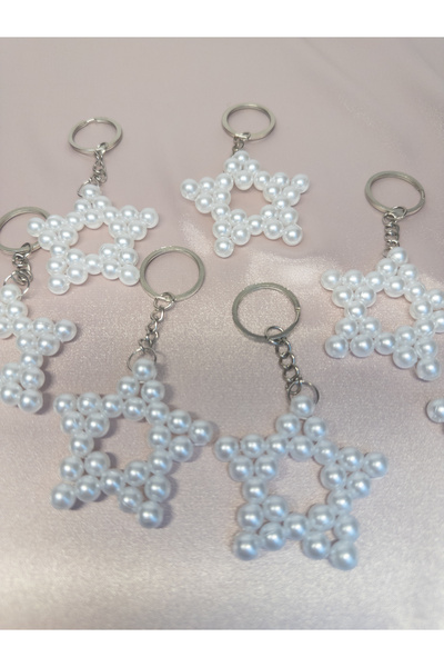 MydesignsK G Hediyelik İnci Yıldız Anahtarlık (8MM) 1 Adet / Metalik Anahtarl...