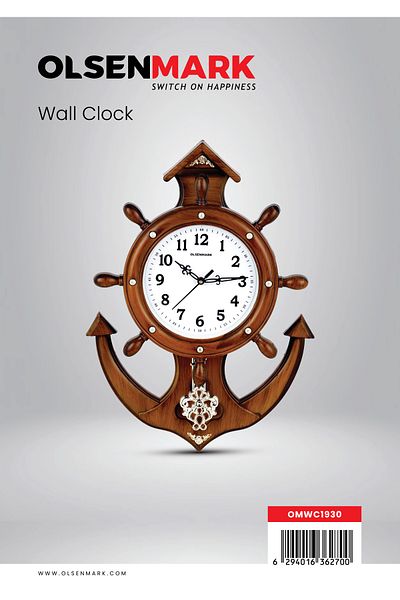 Olsenmark Round Wall Clock OMWC1930 WallMounted, Battery Operated and Durable and 2 YEAR WARRANTY