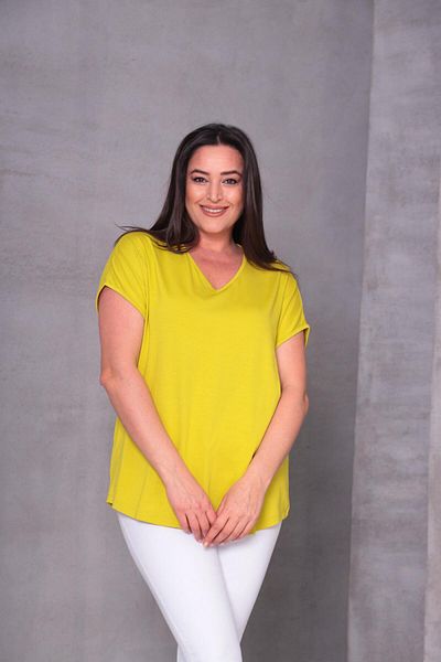 Ebsumu Γυναικεία λεπτομέρεια δαχτυλιδιού πλάτης μεγάλου μεγέθους Άνετη χτενισμένη βαμβακερή πράσινη-λευκή μπλούζα