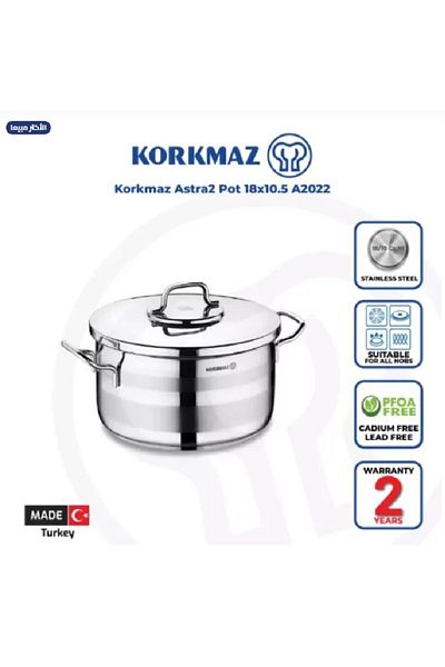 KORKMAZ Astra 2 Stainless Steel Pot, Size 20
