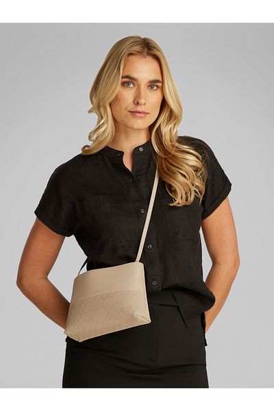 Calvin Klein Calvin Klein Beige Mixmedia Convertible Crossover Bag