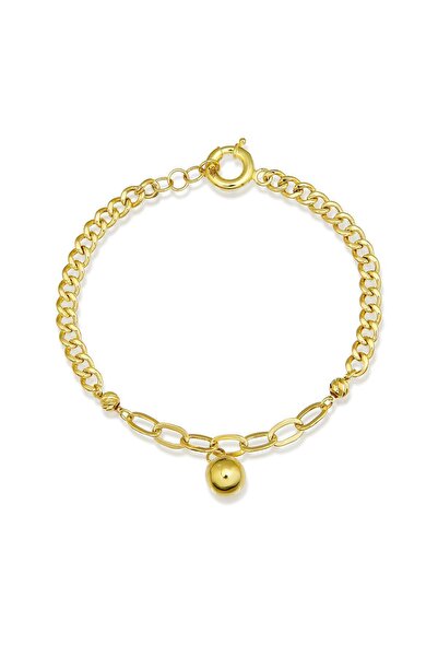 Altınkesesi 14 Ayar Altın Top Sallantılı Şık Zincir Bileklik