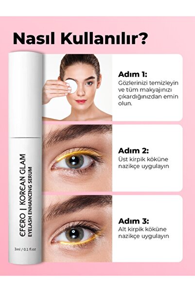 KOREAN GLAM Kirpik ve Kaş Güçlendirici Serum 3ml Besleyici Dolgunlaştırıcı