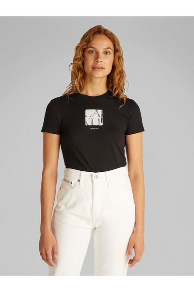 Calvin Klein Calvin Klein Women Black Front Photo Graphic Short Sleeve T-Shirt