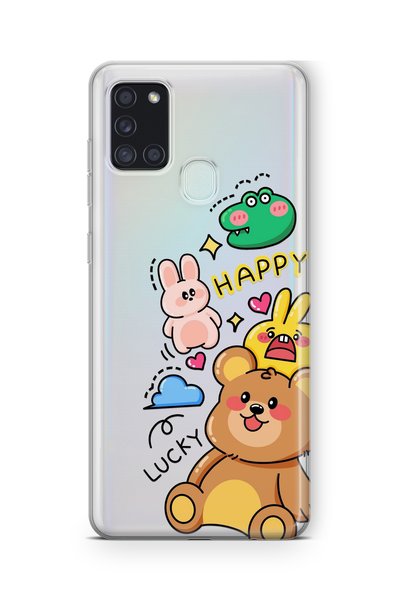 Multitronic Samsung Galaxy A21S Compatible Happy Animals Design Printed Trans...