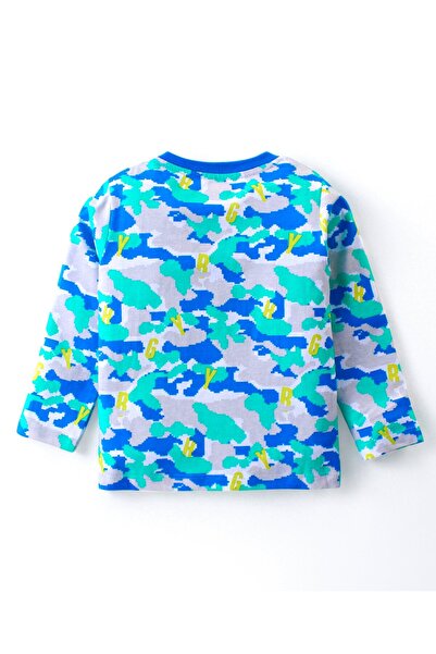 Babyhug Babyhug Cotton Pajama Set with Camouflage Print - Blue and Melange Grey