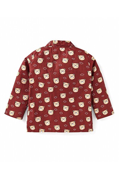 Babyhug Babyhug Cotton Bear Printed Pajama Set - Maroon