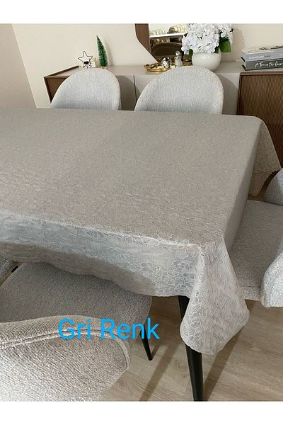 Blue Home Pvc Oilcloth Lace Liquid Proof Kitchen Table Cover Gray Floral Motif