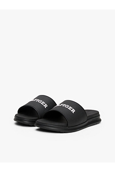Tommy Hilfiger Erkek Dokulu Logo Siyah Havuz Terliği
