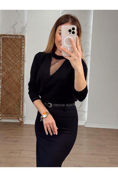X-Young Triangle glitter transparent detailed knitwear black