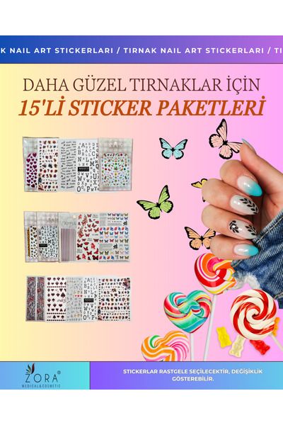 ZORAKOZMETİK 15'li Nail Art Sticker Seti