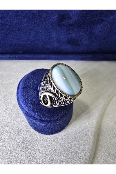 HAN GÜMÜŞ YEMEN AKİK TAŞI ERKEK YÜZÜK , 925 AYAR GÜMÜŞ