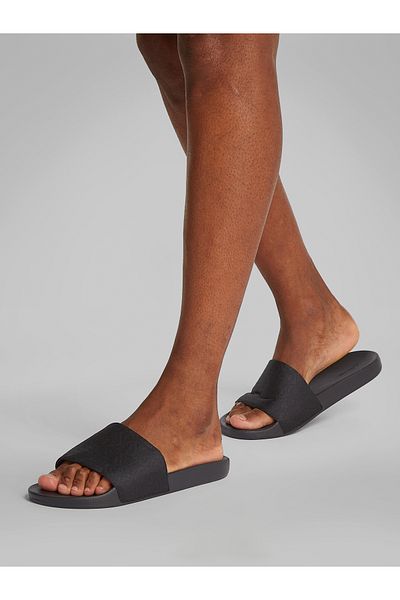 Calvin Klein Men Black Mono Jacquard Pool Jaq Mono Sliders