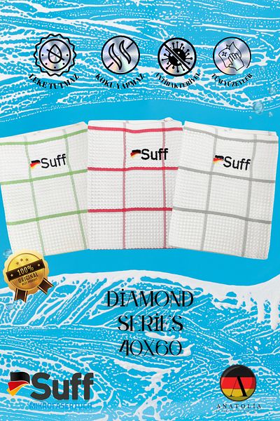 Suff Diamond Series 3-Pack Kitchen, Glass Cloth and Magic Cloth